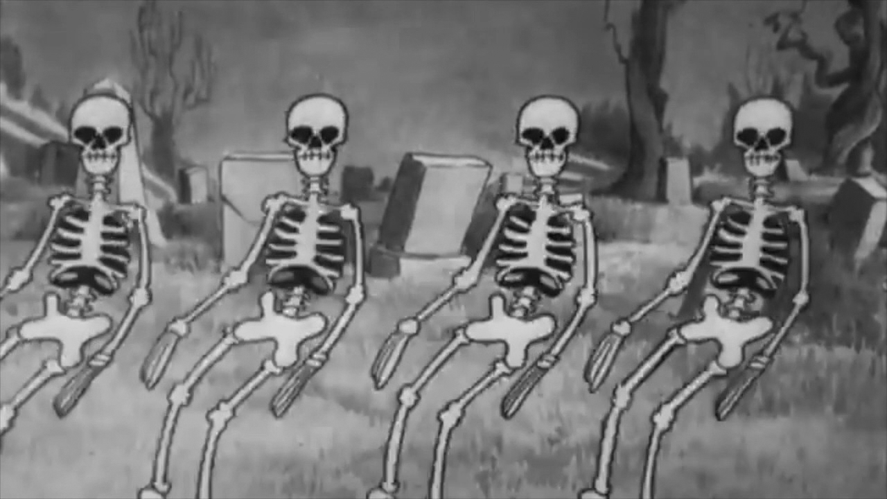 Спуки скери скелетонс. Пляска скелетов Уолт Дисней 1929. Уолт Дисней Танцующие скелеты. Танец скелетов мультфильм 1929. Spooky Skeleton из мультфильма.