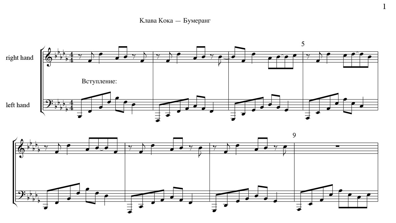 Клава кока бумеранг песня. Страница с нотами. Nevermore Ноты для фортепиано.